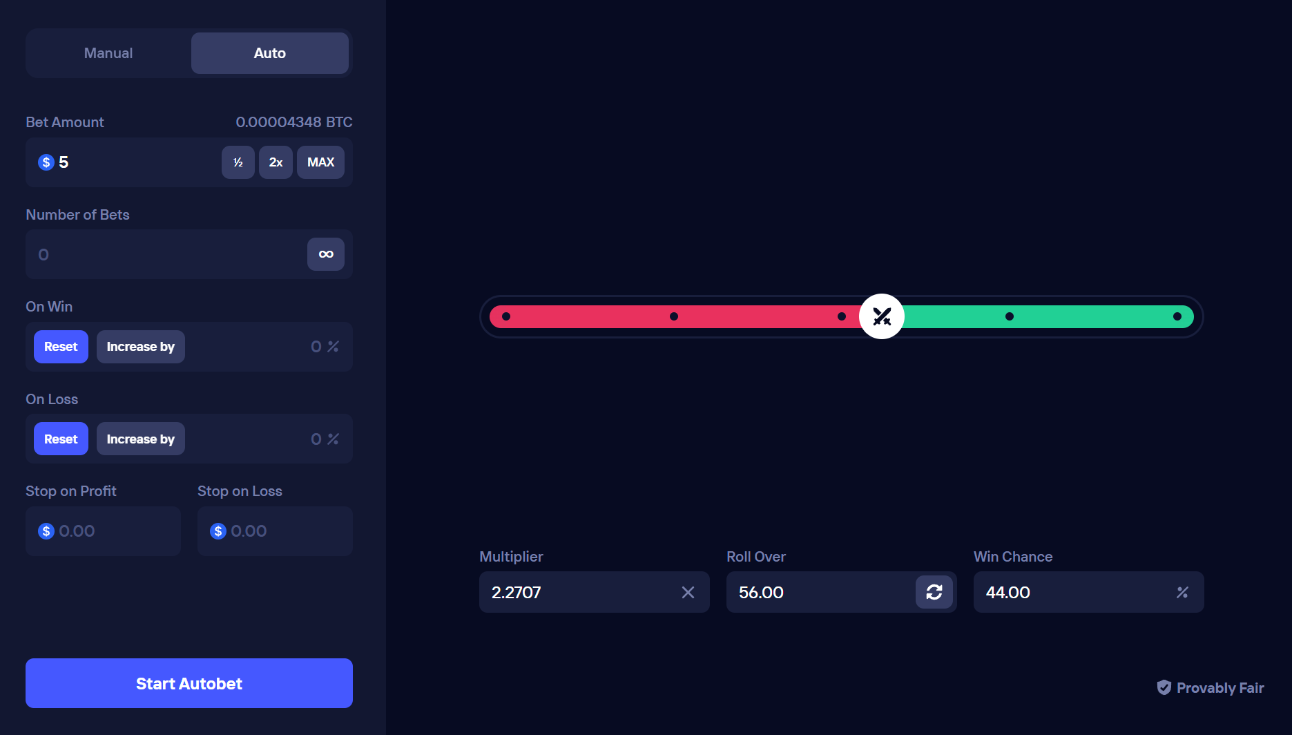 Crypto Dice Automated Betting and Multiplier Settings